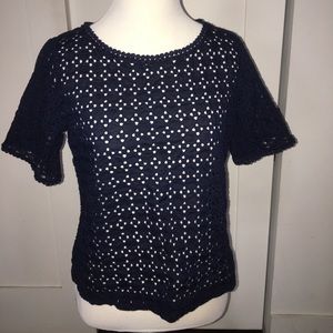 LOFT - navy blue see through shirt